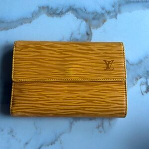Louis Vuitton Epi trifold mustard yellow wallet